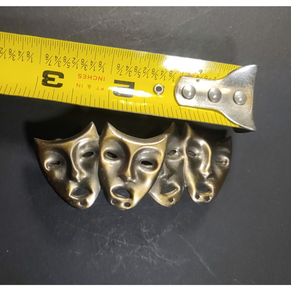 Hair Barrette Tension Clip Comedy Tragedy Copper Tone Art Theater New Orleans - Picture 3 of 4